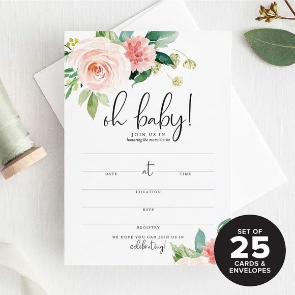 Oh Baby! Floral Boho Baby Shower Invitations - Picture 2 of 4